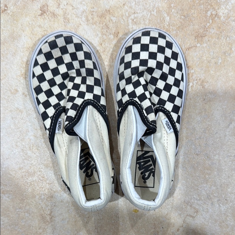Vans Toddler Checkerboard Slip-On Sneakers - Black & White